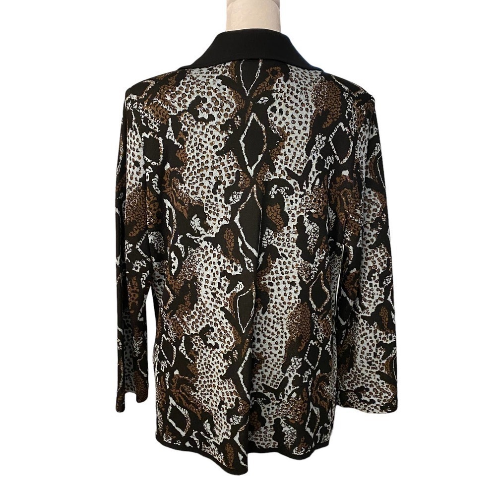 Misook Blue Black Jacket Tank Set Size Medium Knit reptile animal print blazer - Picture 8 of 16